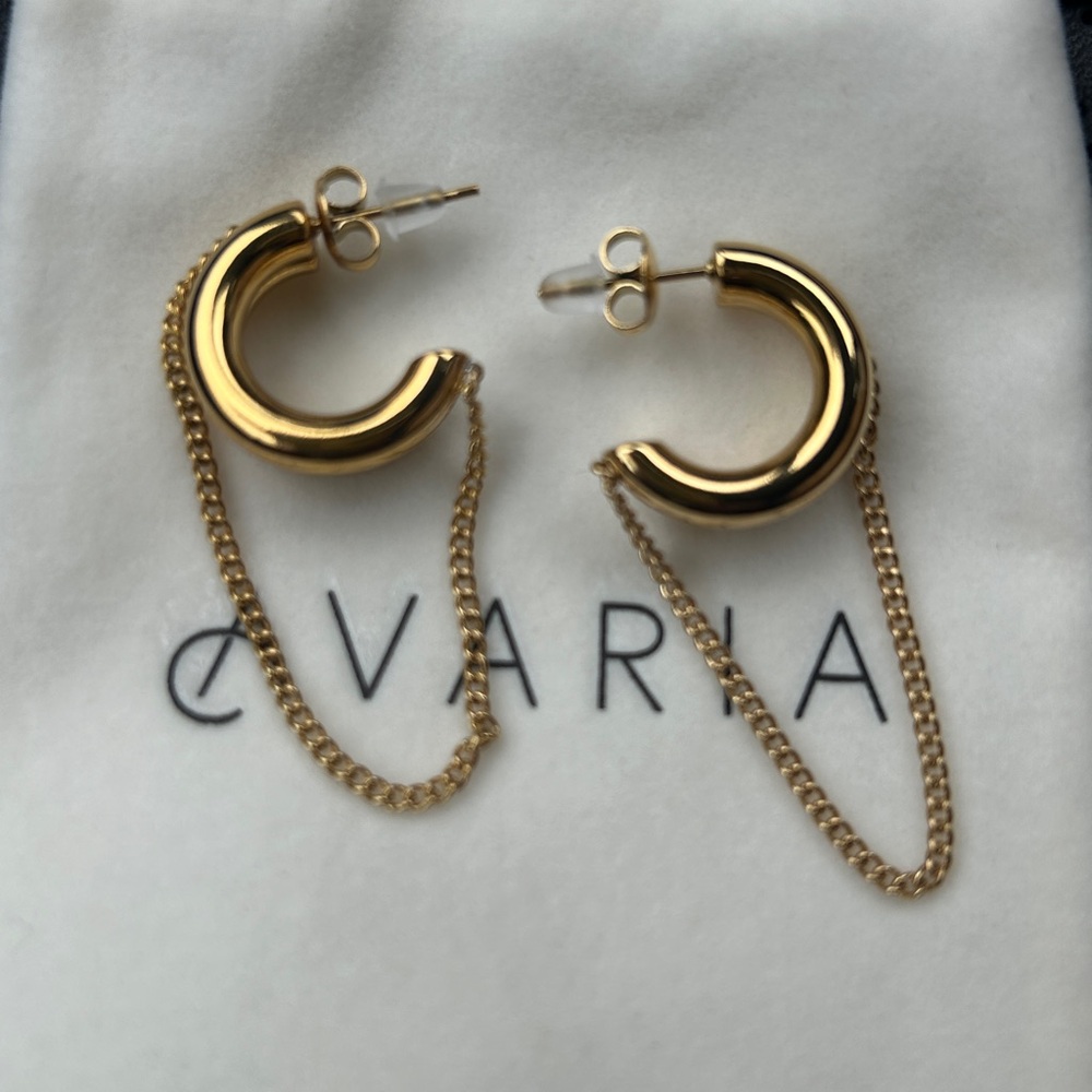 Aria Gold Chain Hoop Earrings